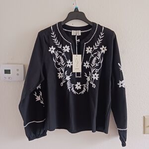 JOIE‎ Embroidered Floral Print Top